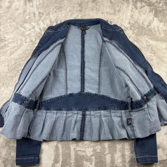 Baccini Western Distressed Women’s Casual Denim Jean Jacket Medium Streetwear - Picture 2 of 8